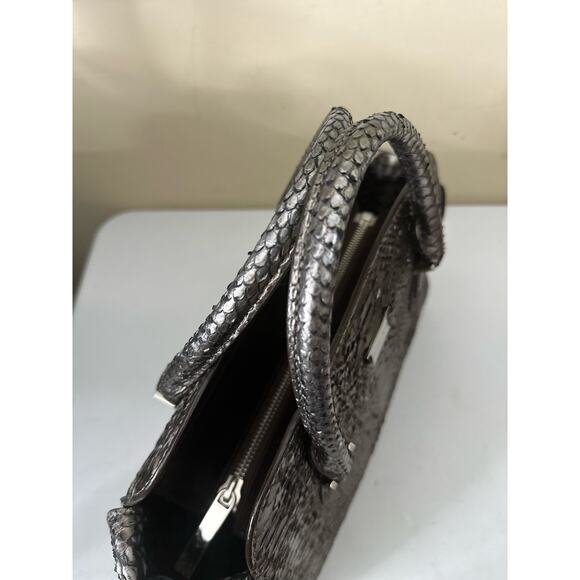 Michael Kors Runway Collection Gia Satchel Python Handbag Purse - Anthracite - Picture 5 of 13